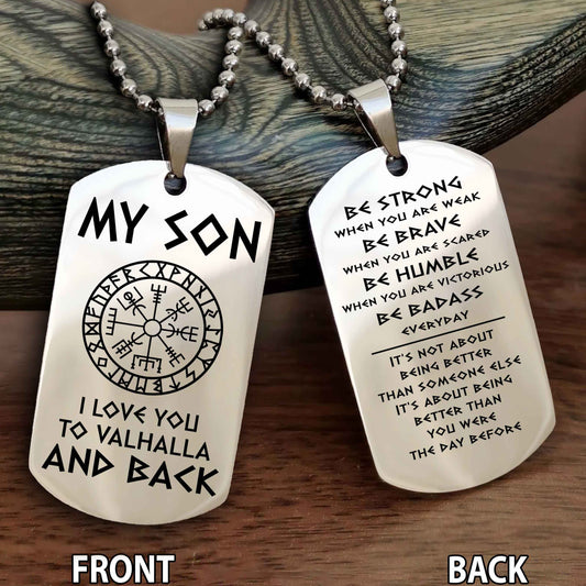Personalized Viking Double-Sided Dog Tag for Son