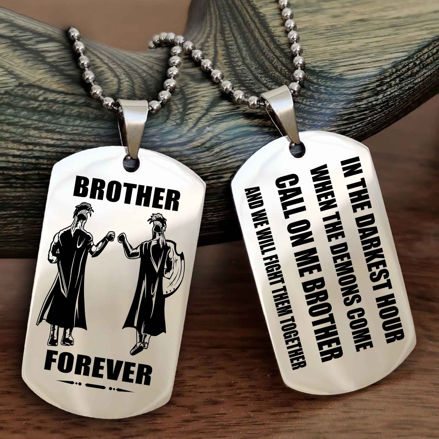 Viking Engraved Double Sided Dog Tag Call On Me Brother NAG Brothers Forever We Will Fight Them Together