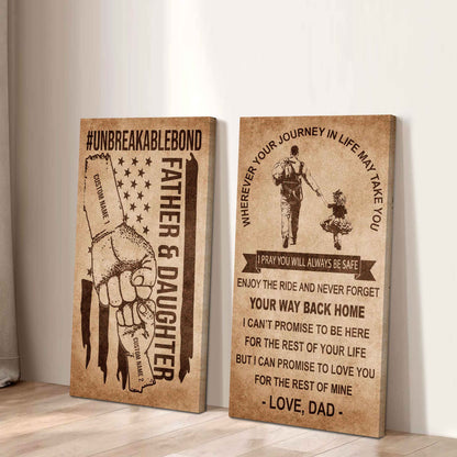 Father And Daughter UnBreakable Bond - 2 Piece Canvas Wall Art Black Floating Frame - Never Forget Your Way Back Home