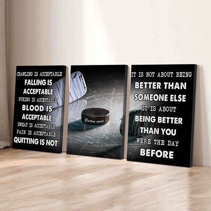 No Quitting – Basketball Athlete Mindset | 3-Piece Motivational Canvas Wall Art