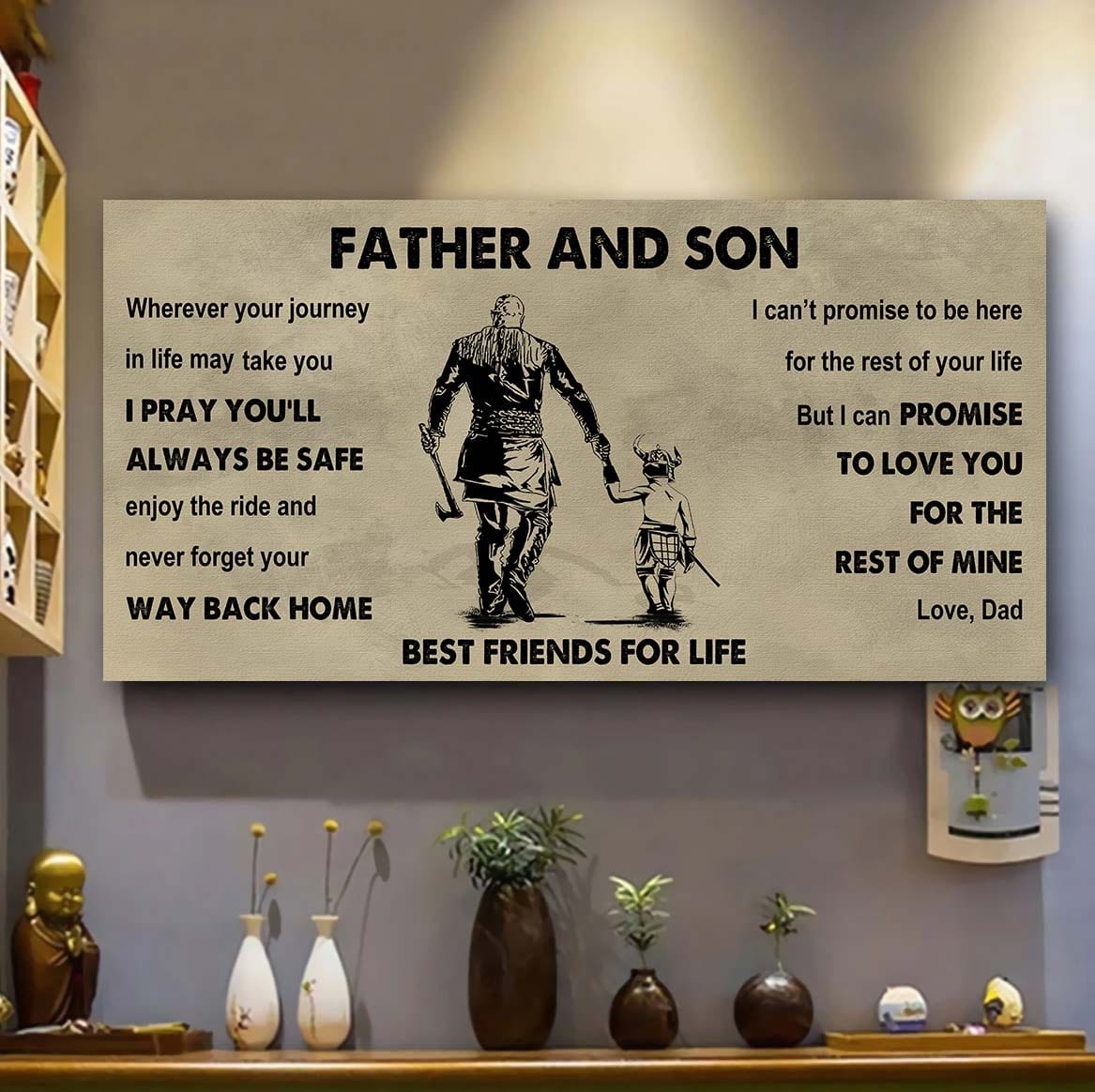 Biker Father And Son Best Friends For Life - Ver 2 Never Forget Your Way Back Home Poster Canvas Gift For Son From Father