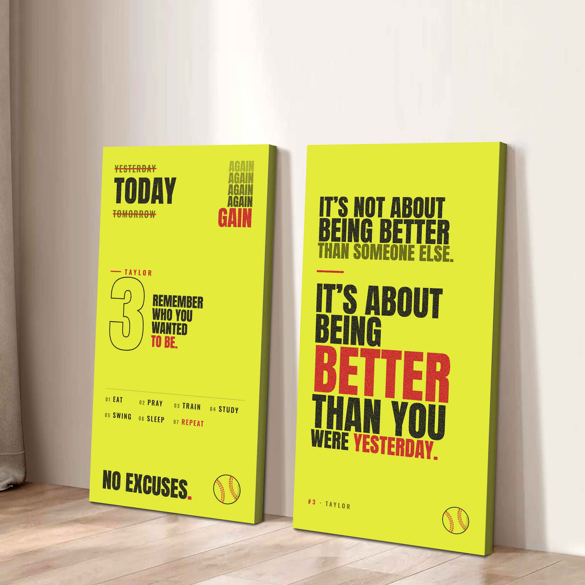 Sport Poster Again Again Again It's About Being Better Than You Were Yesterday - 2 Piece Canvas Wall Art