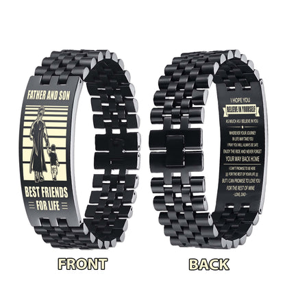 Samurai NVL Personalized Double Sided Bracelet Father And Son Best Friends For Life - Message on the back side