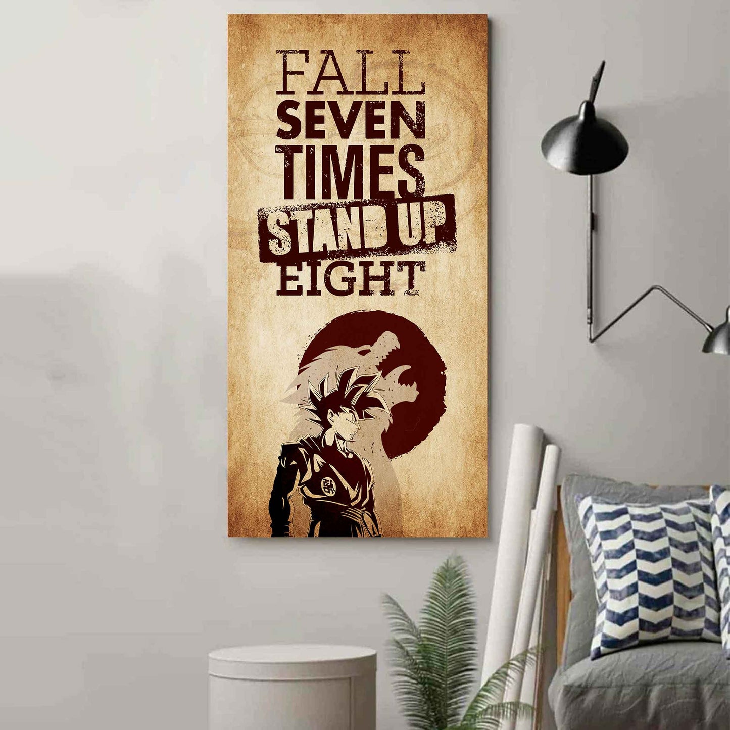 Warrior Fall Down Seven Times Stand Up Eight Poster Canvas Motivation Canvas Gift For You