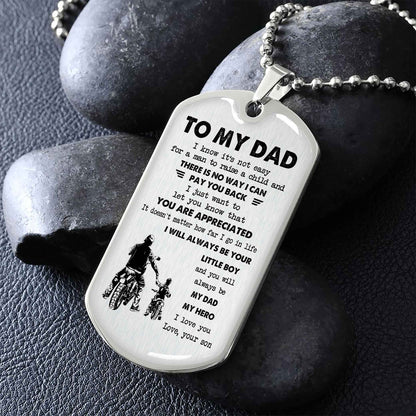 Dragon B VGT-Father and Son- Millitary Chain 18K Gold Plated To My Dad I Know It's Not Easy - I Will Always Be Your Little Boy Gift From Son To Dad Father's Day Gift