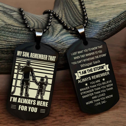 Viking Personalized Double Sided Dog Tag My Son Remember That I Will Always Here Whisper Back I Am The Storm