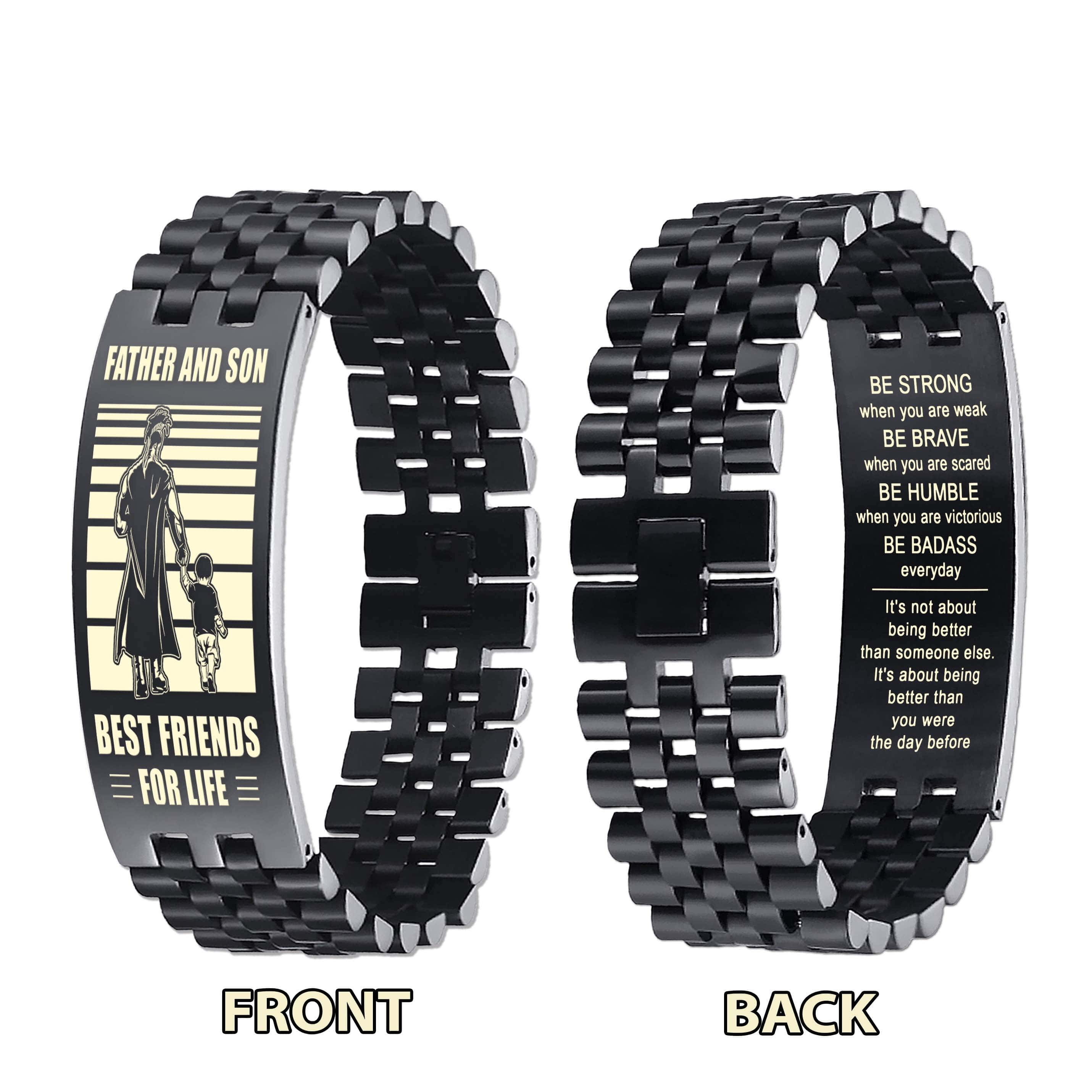 ANT Vikings Personalized Double Sided Bracelet Father And Son Best Friends For Life - Message on the back side