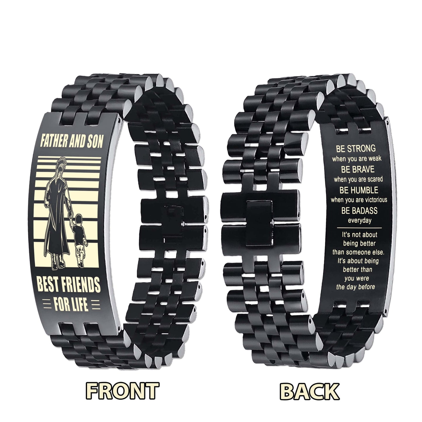 Samurai ANT Personalized Double Sided Bracelet Father And Son Best Friends For Life - Message on the back side