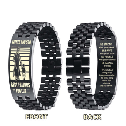 GK STO Personalized Double Sided Bracelet Father And Son Best Friends For Life - Message on the back side