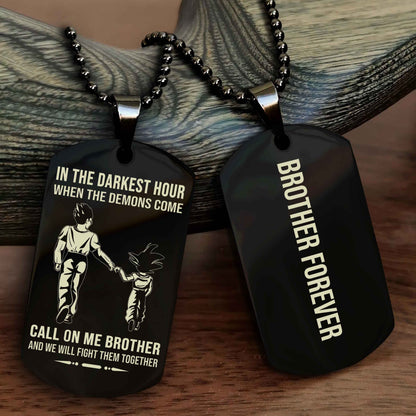 DRB Customizable engraved black dog tag double sided gift from brother, brother forevers NAG