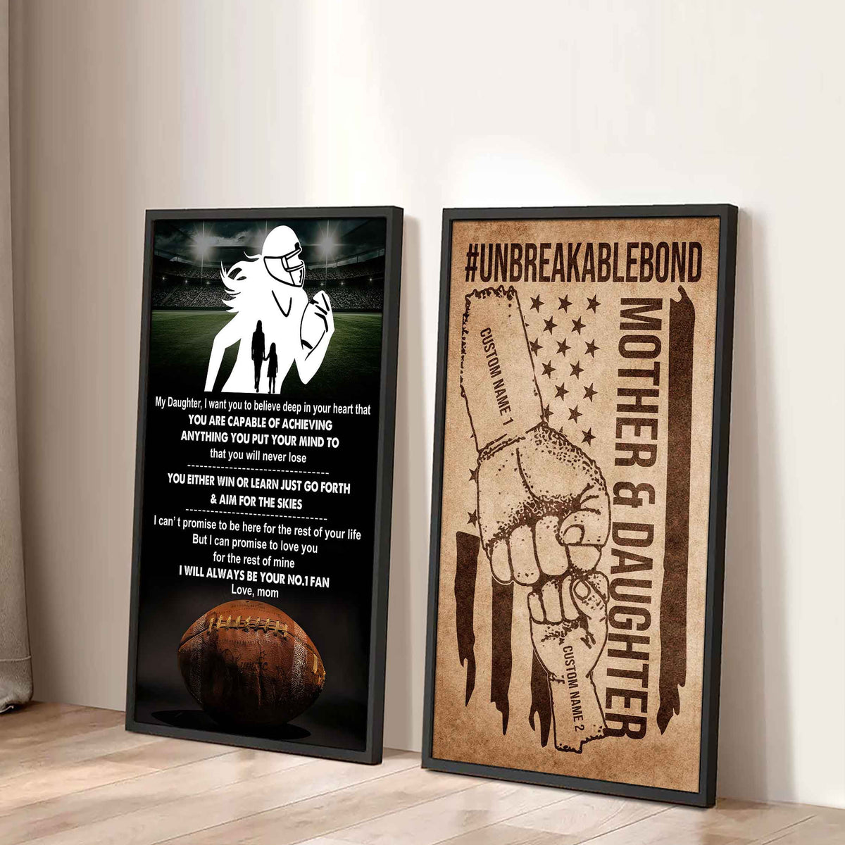 Mother And Daughter UnBreakable Bond - 2 Piece Canvas Wall Art - You Will Never Lose You Either Win Or Learn