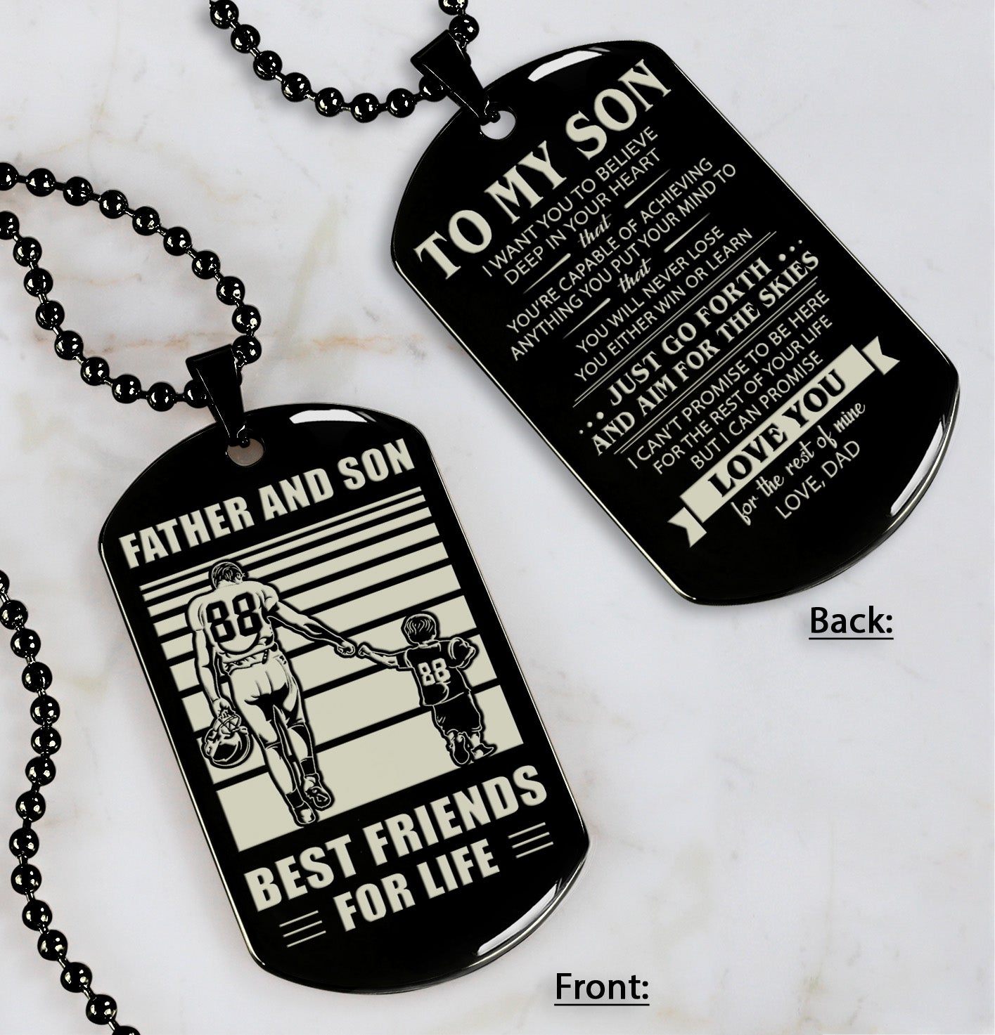 HM12 - Customizabled Double Sided Dog Tag Father And Son Best Friends For Life