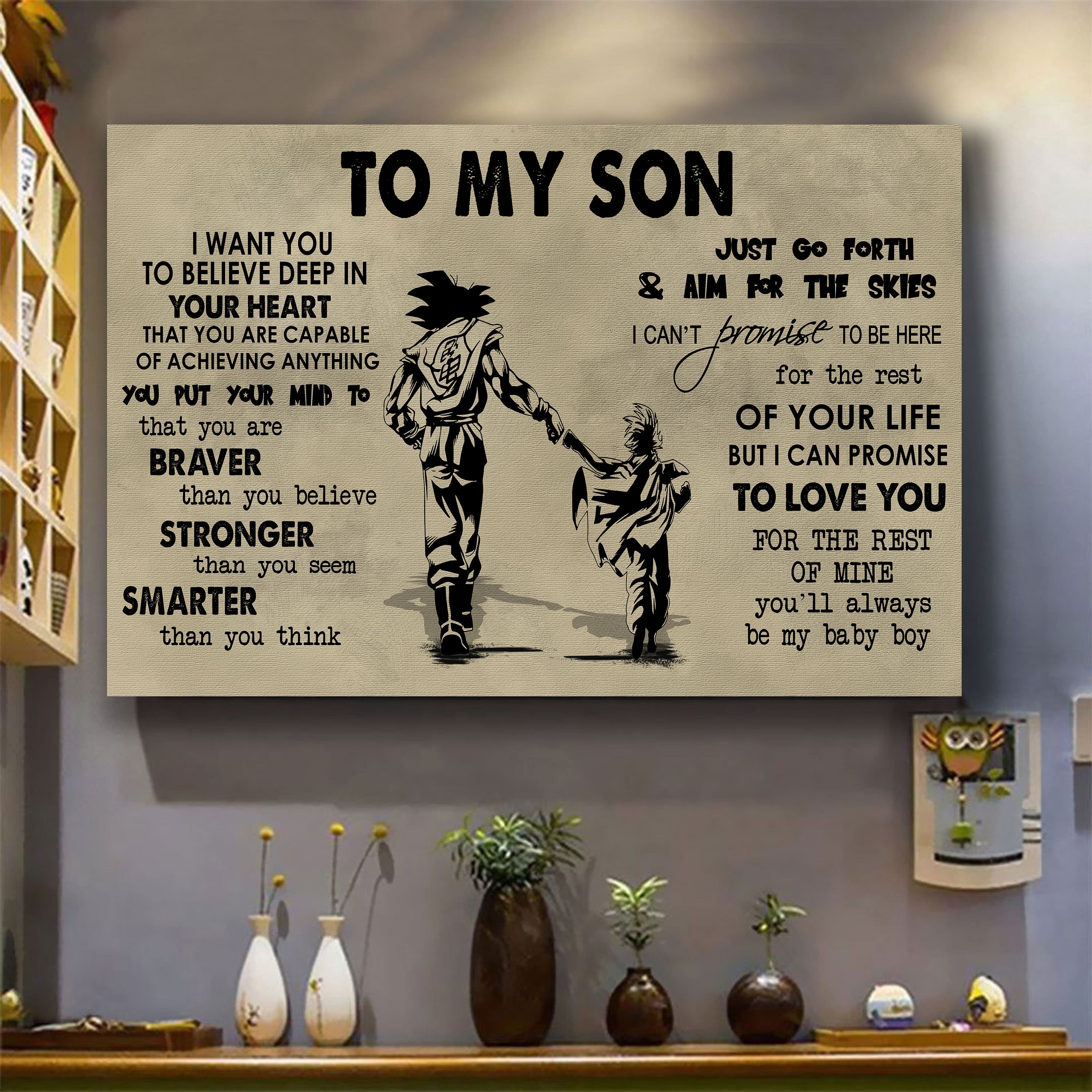 Canvas Poster Dad To Son You Are Braver Than You Believe You'll Always Be My Baby Boy