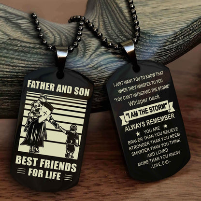 Viking Personalized Double Sided Dog Tag Silver To My Son I Love You - Whisper Back I'm The Storm