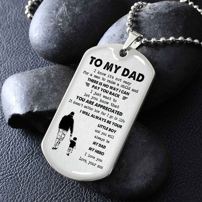 Dragon B VGT-Father and Son- Millitary Chain 18K Gold Plated To My Dad I Know It's Not Easy - I Will Always Be Your Little Boy Gift From Son To Dad Father's Day Gift