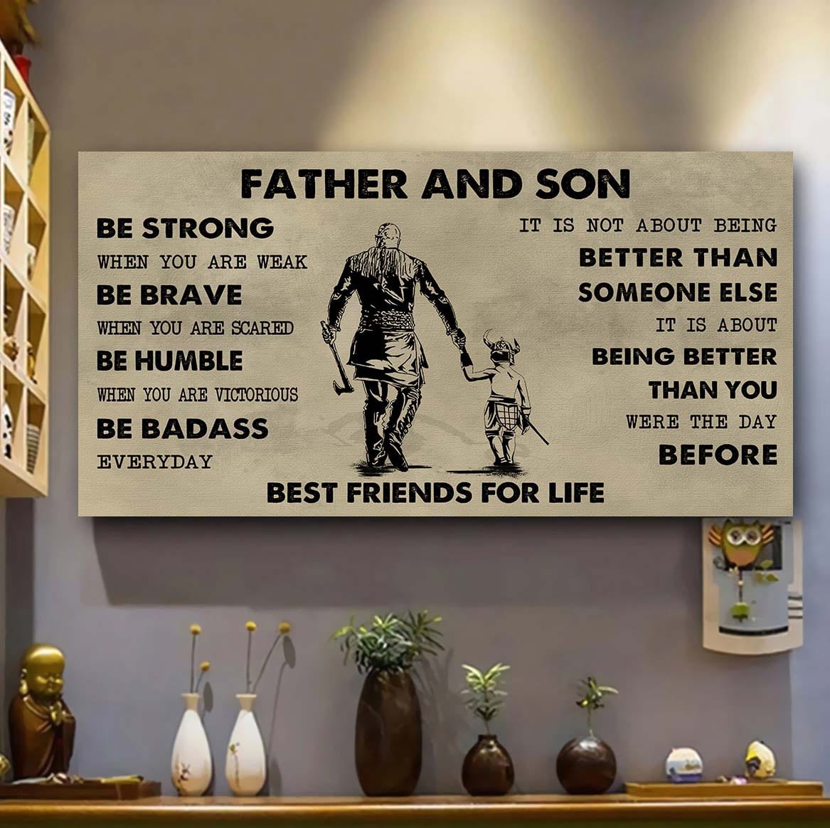 Ver 2 VGT Father And Son Best Friends For Life - Be Strong When You Are Weak Poster Canvas Gift For Son From Father-Photo Upload