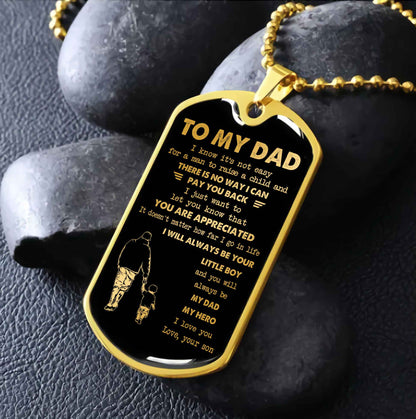 Dragon B VGT-Father and Son- Millitary Chain 18K Gold Plated To My Dad I Know It's Not Easy - I Will Always Be Your Little Boy Gift From Son To Dad Father's Day Gift