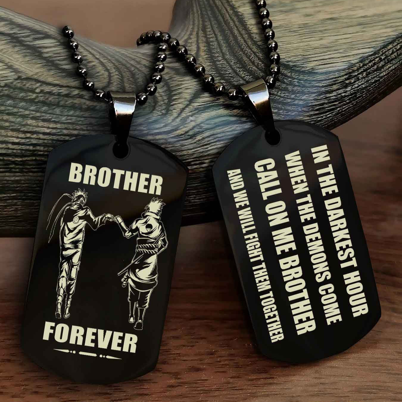 Viking Engraved Double Sided Dog Tag Call On Me Brother NAG Brothers Forever We Will Fight Them Together