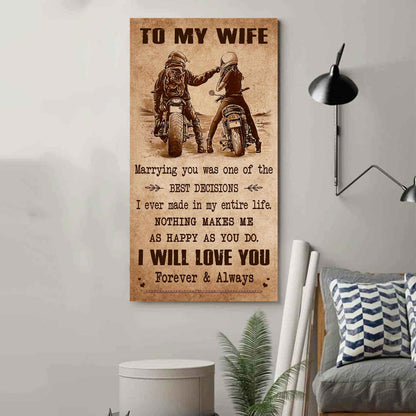 Family Poster Canvas To My Wife Marrying You Was One Of The Best Decisions - I Will Love You Forever And Always Gift For Your Wife