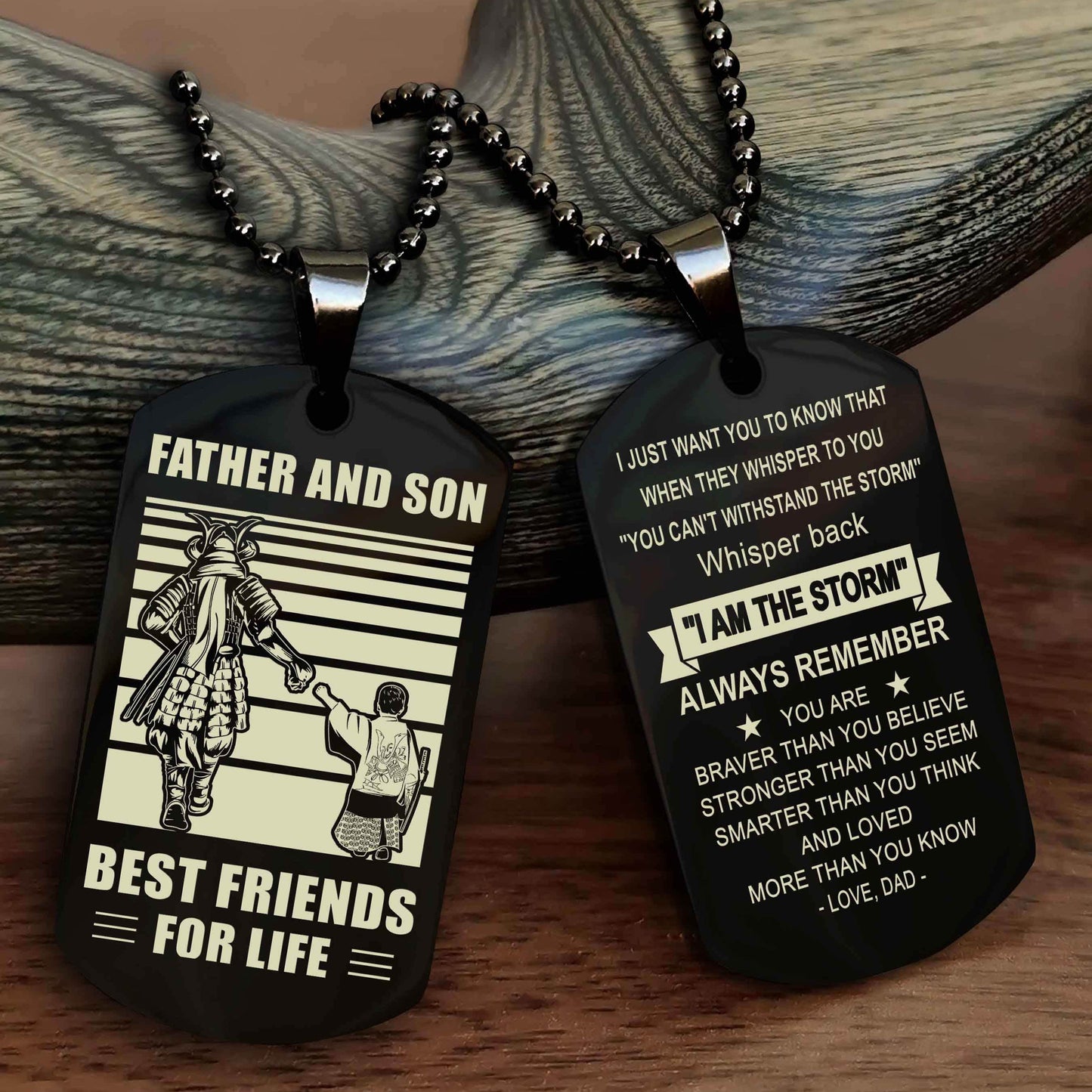 Viking Personalized Double Sided Dog Tag Silver To My Son I Love You - Whisper Back I'm The Storm