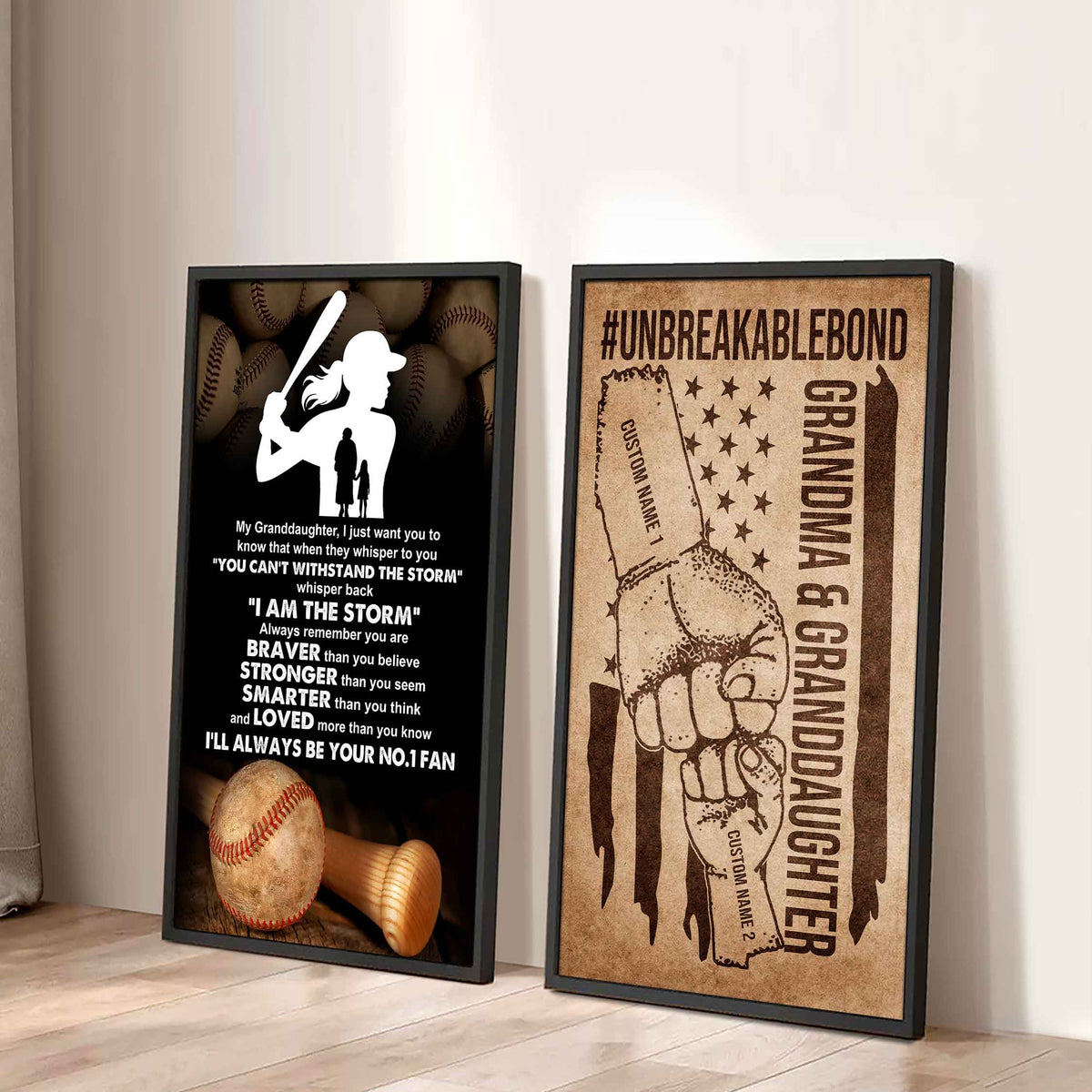 Grandma And Granddaughter UnBreakable Bond - 2 Piece Canvas Wall Art - Whisper Back I'm The Storm