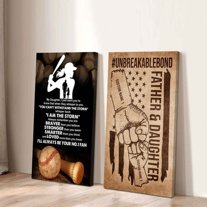 Father And Daughter UnBreakable Bond - 2 Piece Canvas Wall Art - Whisper Back I'm The Storm