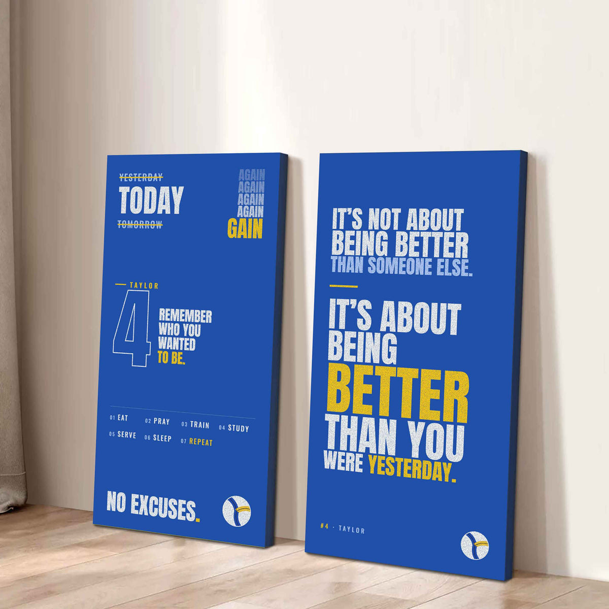 Sport Poster Again Again Again It's About Being Better Than You Were Yesterday - 2 Piece Canvas Wall Art