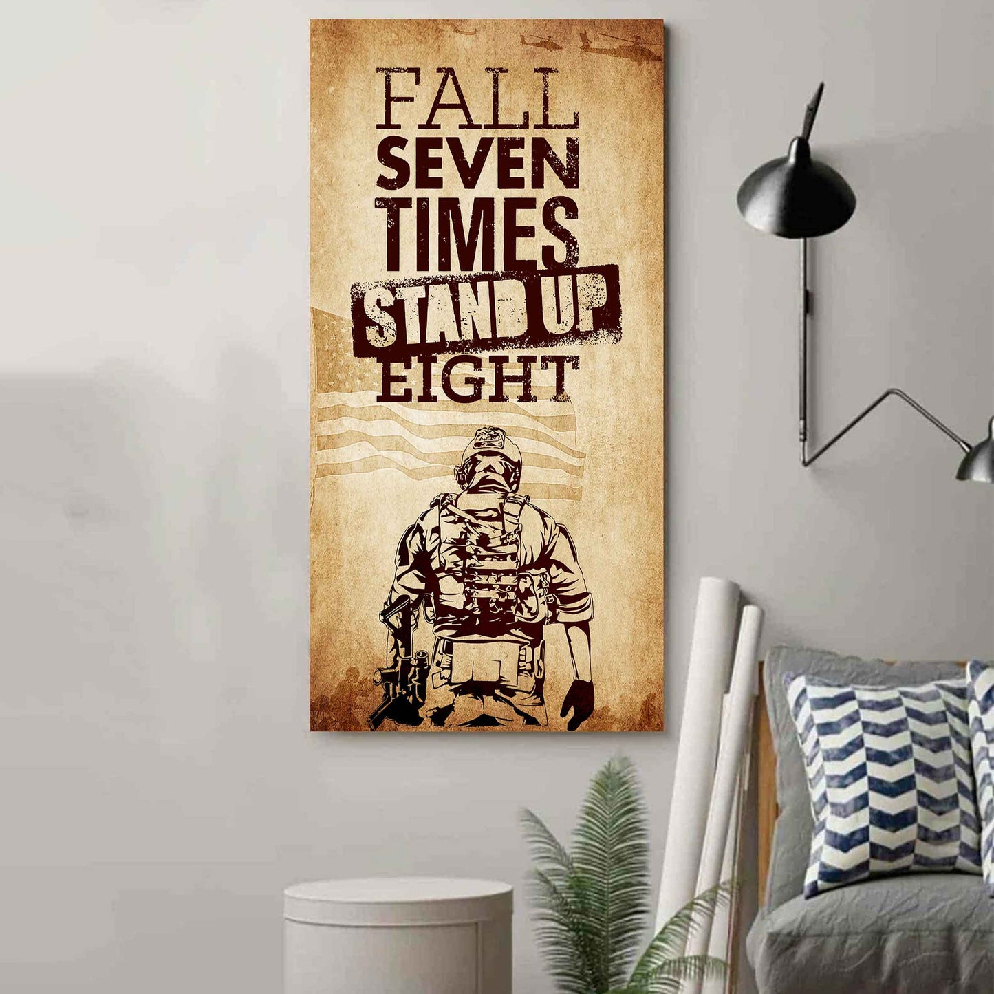 Warrior Fall Down Seven Times Stand Up Eight Poster Canvas Motivation Canvas Gift For You