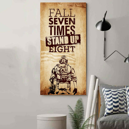 Warrior Fall Down Seven Times Stand Up Eight Poster Canvas Motivation Canvas Gift For You