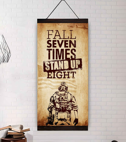 Warrior Fall Down Seven Times Stand Up Eight Poster Canvas Motivation Canvas Gift For You