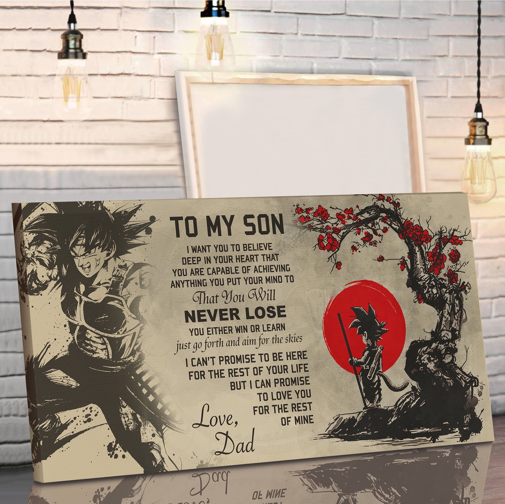 TO MY SON- NEVER LOSE - CANVAS POSTER Dad to Son