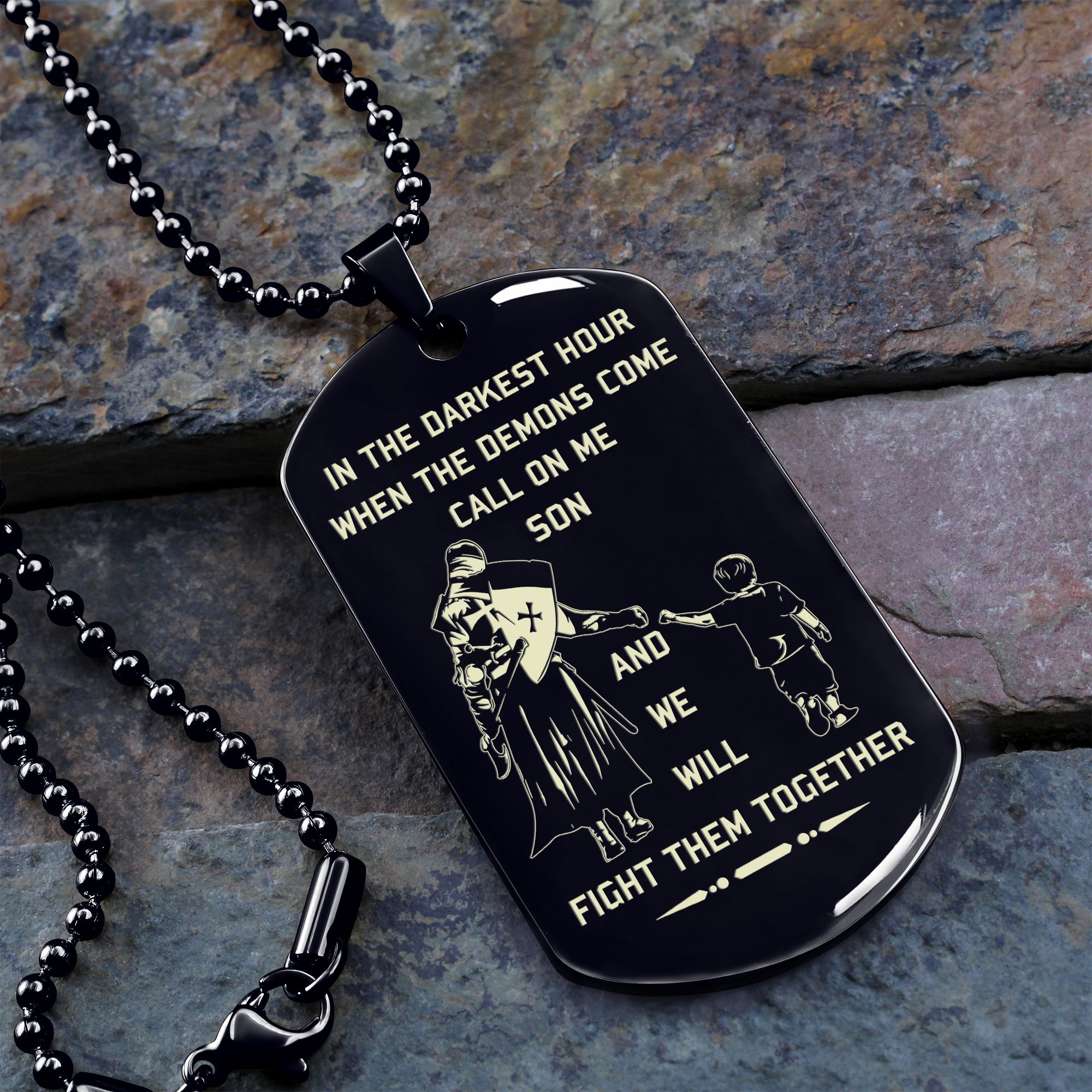 VC Personalized Double Sided Dog Tag Father And Son Best Friends For Life - Message on the back side