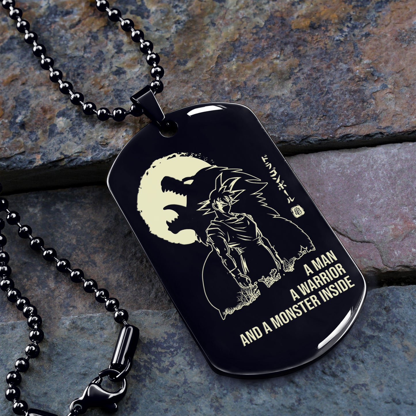 A man a warrior and a monster inside dog tag