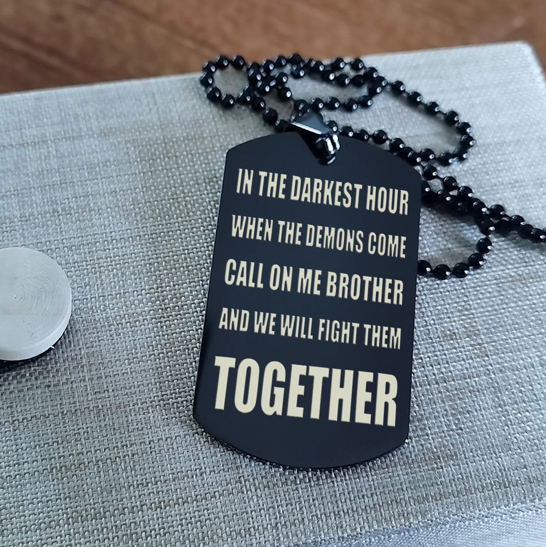 Biker Customizable engraved black dog tag double sided gift from brother, brother forever