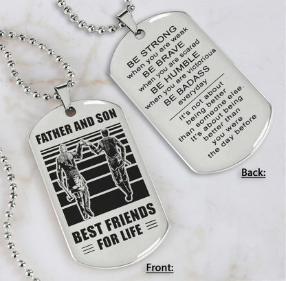 Silver Version Personalized Double Sided Dog Tag Father And Son Best Friends For Life - Message on the back side