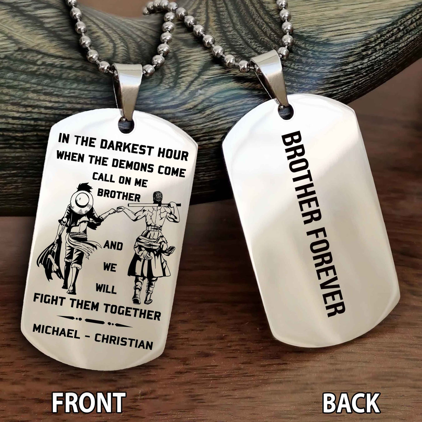 OP Personalized Double Side Dog Tag Brother Forever Gift For Your Brother