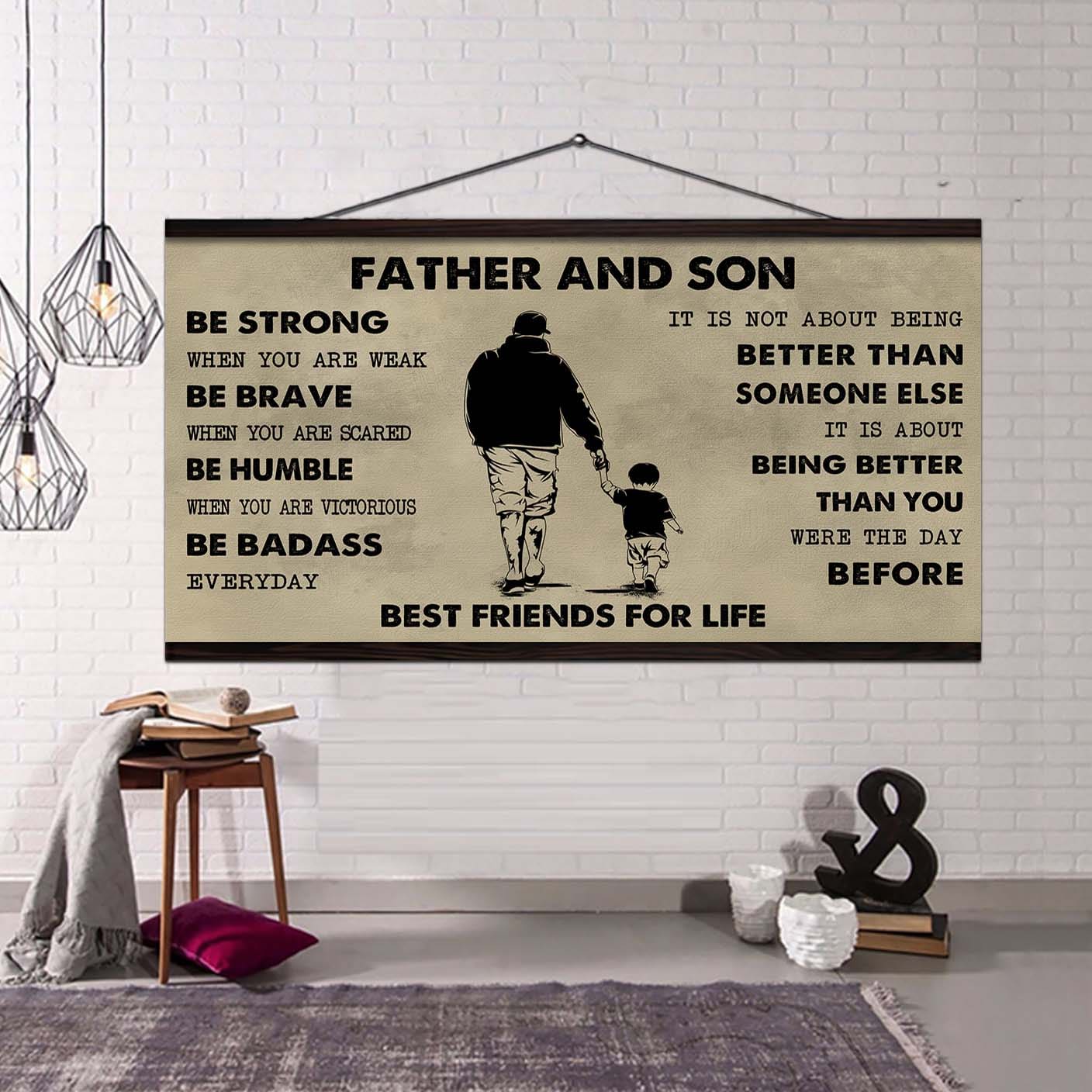 Vikings Father And Son Best Friends For Life - Be Strong When You Are Weak Poster Canvas Gift For Son From Father