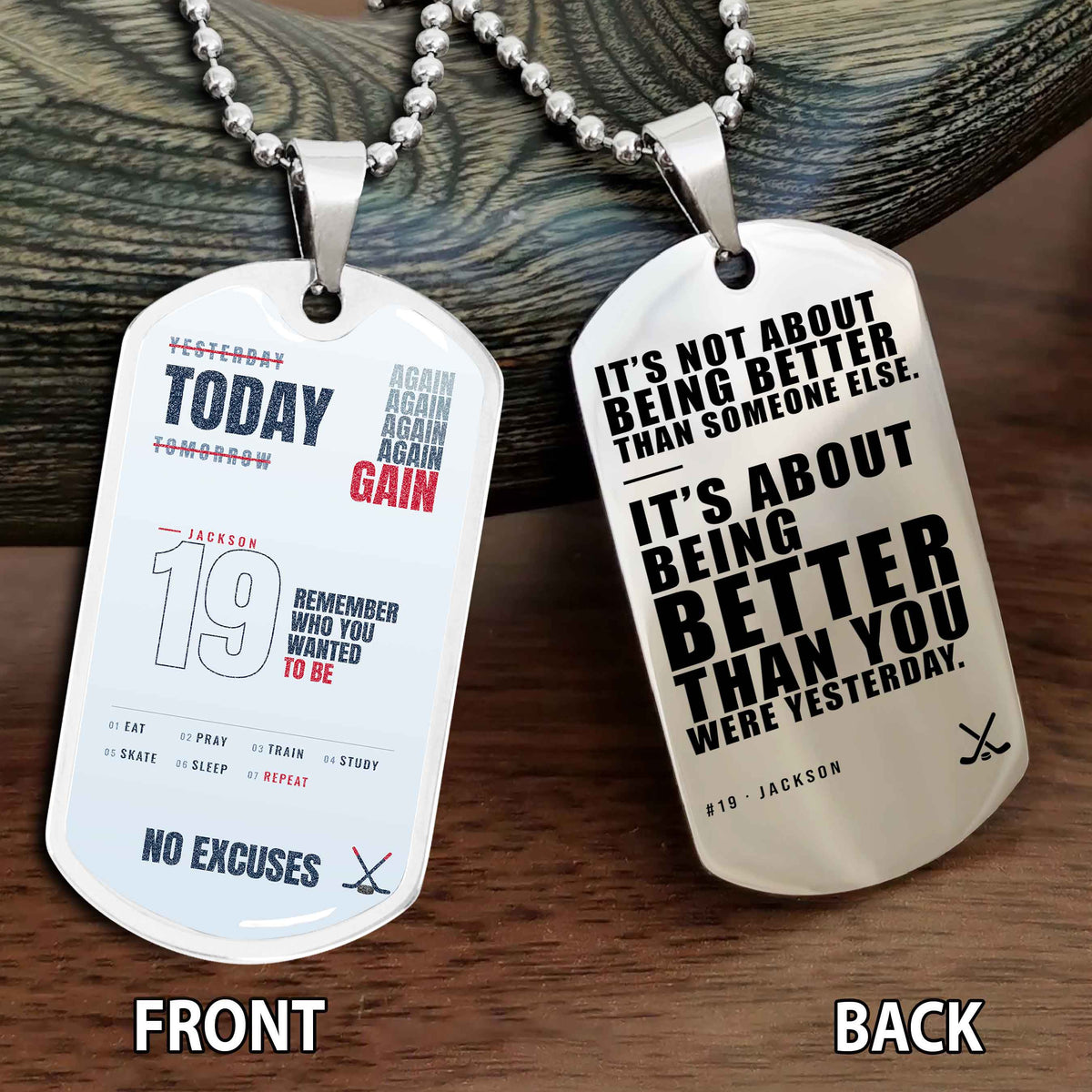 Personalized Double Side Graphic Dog Tag Sport - It's About Being Better Than You Were Yesterday