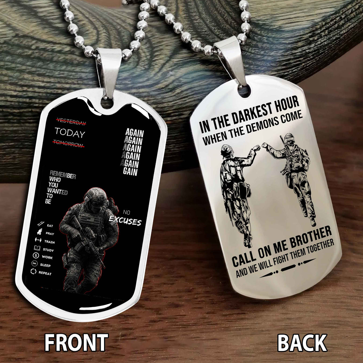 Personalized Double Side Graphic Dog Tag Call On Me Brother And We Will Fight Them Together