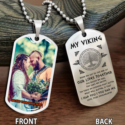 Personalized Viking Double-Sided Dog Tag for Husband with Photo Upload