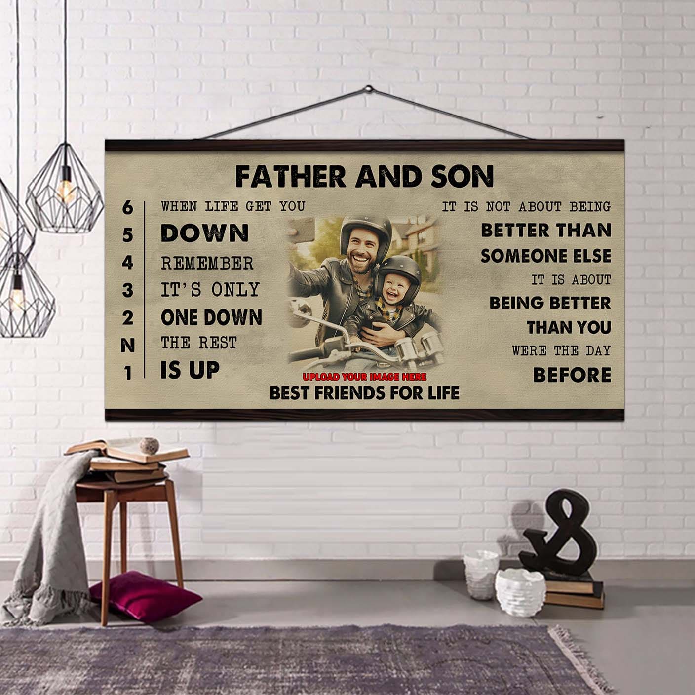 Biker Father And Daughter Best Friends For Life - Be Strong When You Are Weak Poster Canvas Gift For Daughter From Father-Photo Upload