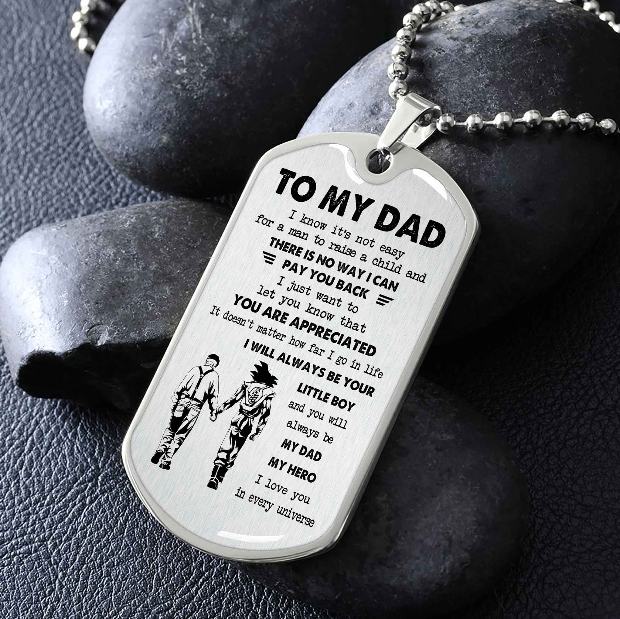 Dragon B GK-Father and Son- Millitary Chain 18K Gold Plated To My Dad I Know It's Not Easy - I love you in every universe- Gift From Son To Dad Father's Day Gift