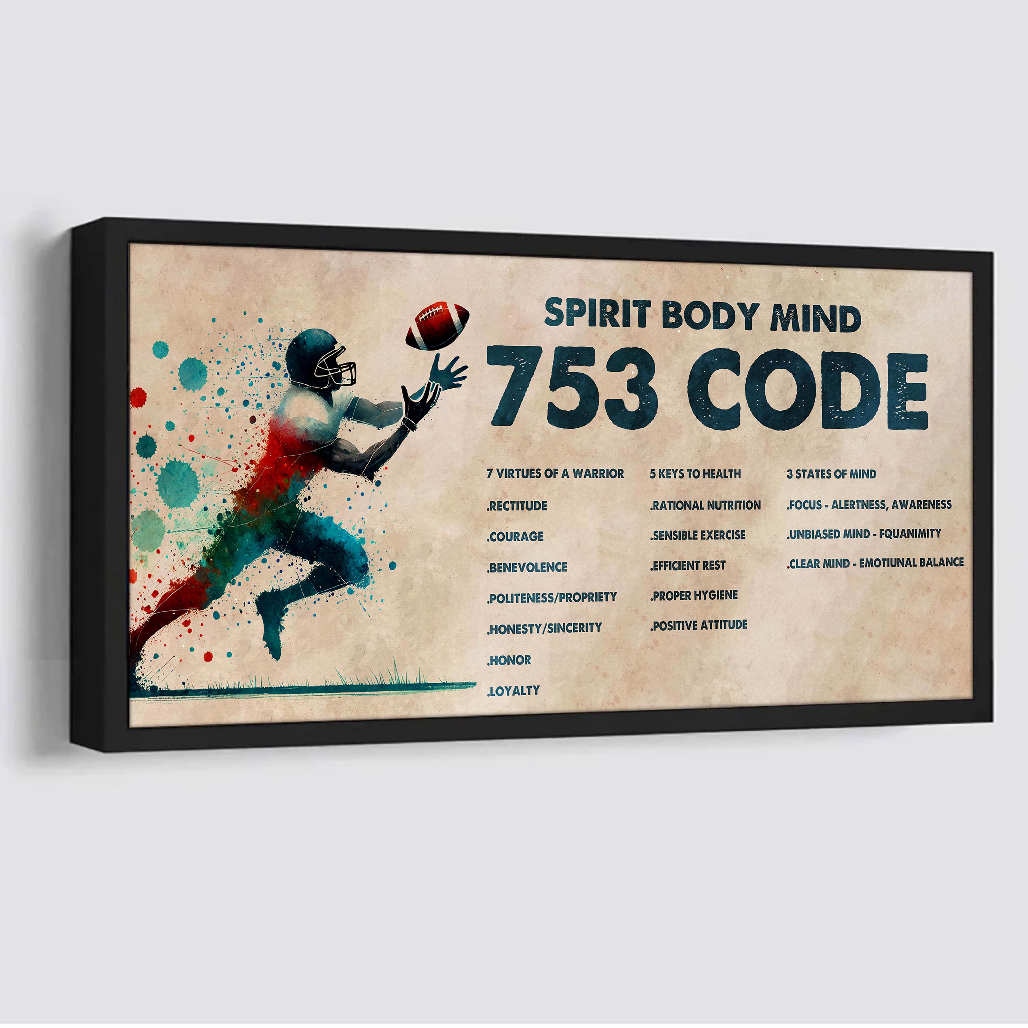 Water Color Hockey Poster Canvas 7 5 3 Code Motivation Quotes