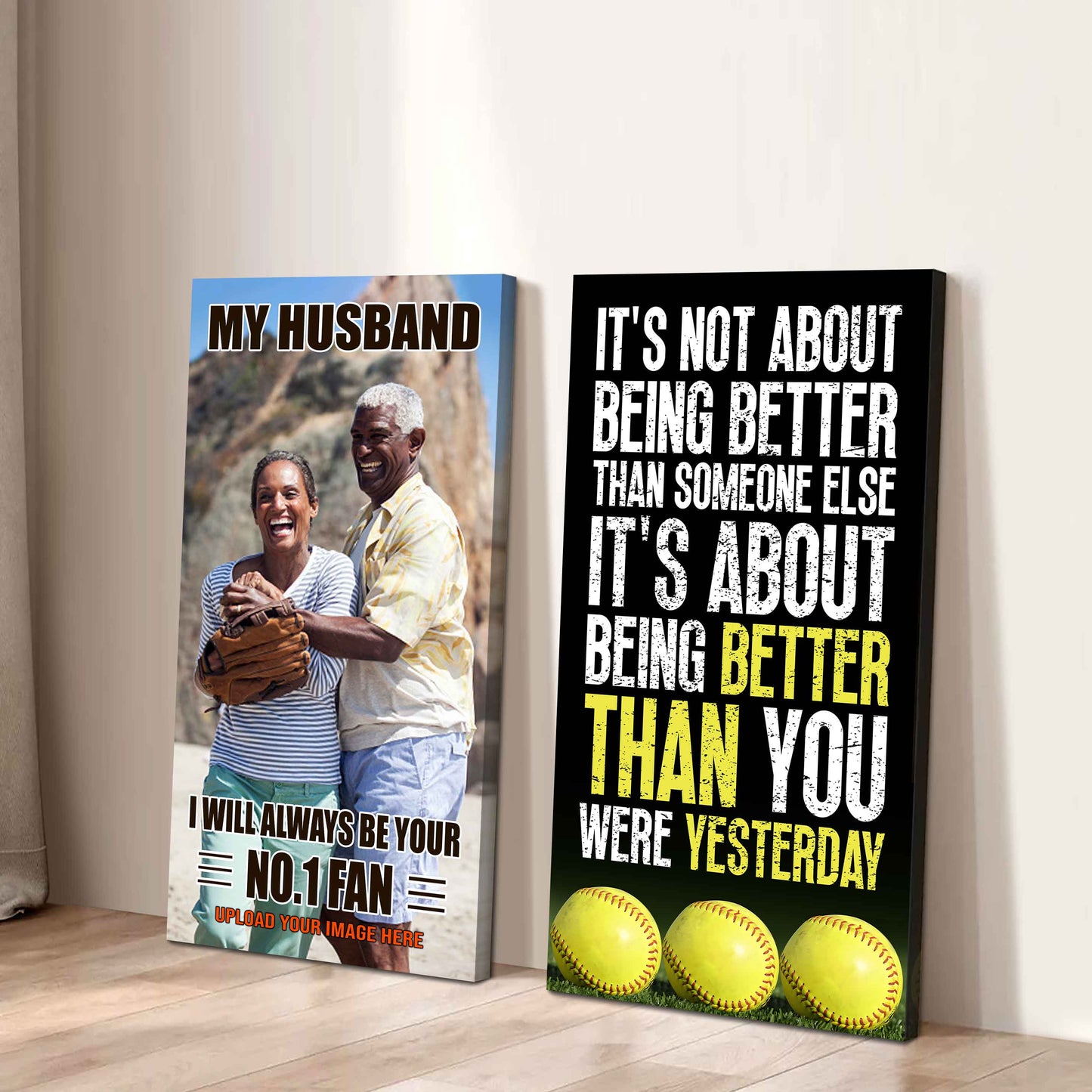 To My Husband Canvas I Am Your No 1 Fan - 2 Piece Canvas Wall Art - It's About Being Better Than You Were Yesterday