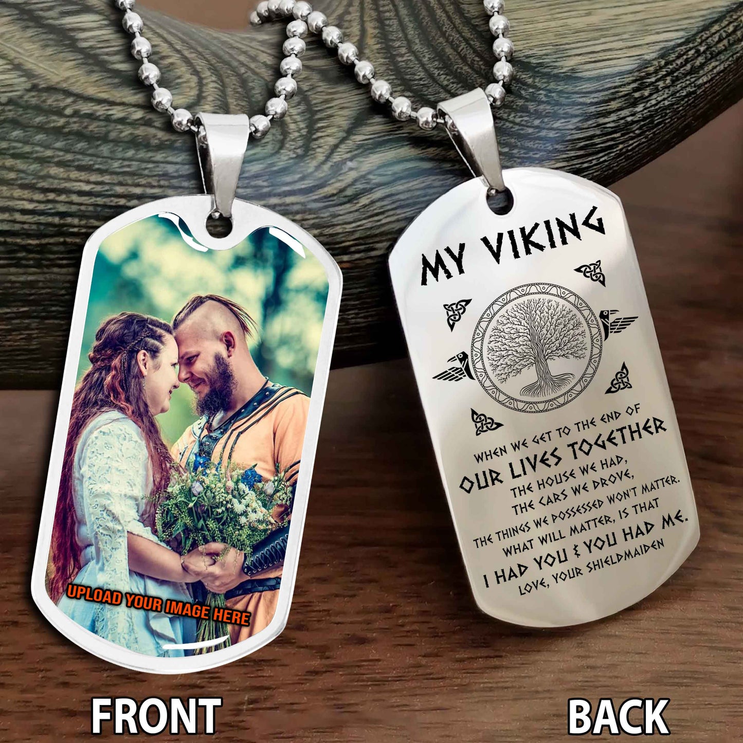 Personalized Viking Double-Sided Graphic Dog Tag To My Viking My Shield Maiden Gift For Your Darling