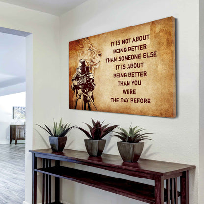 Viking Poster Canvas It's Not About Being Better Than Someone Else Best Gifts Motivation Quotes