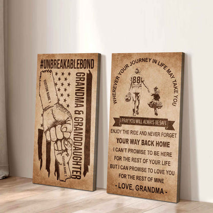 Grandma And Granddaughter UnBreakable Bond - 2 Piece Canvas Wall Art Black Floating Frame - Never Forget Your Way Back Home