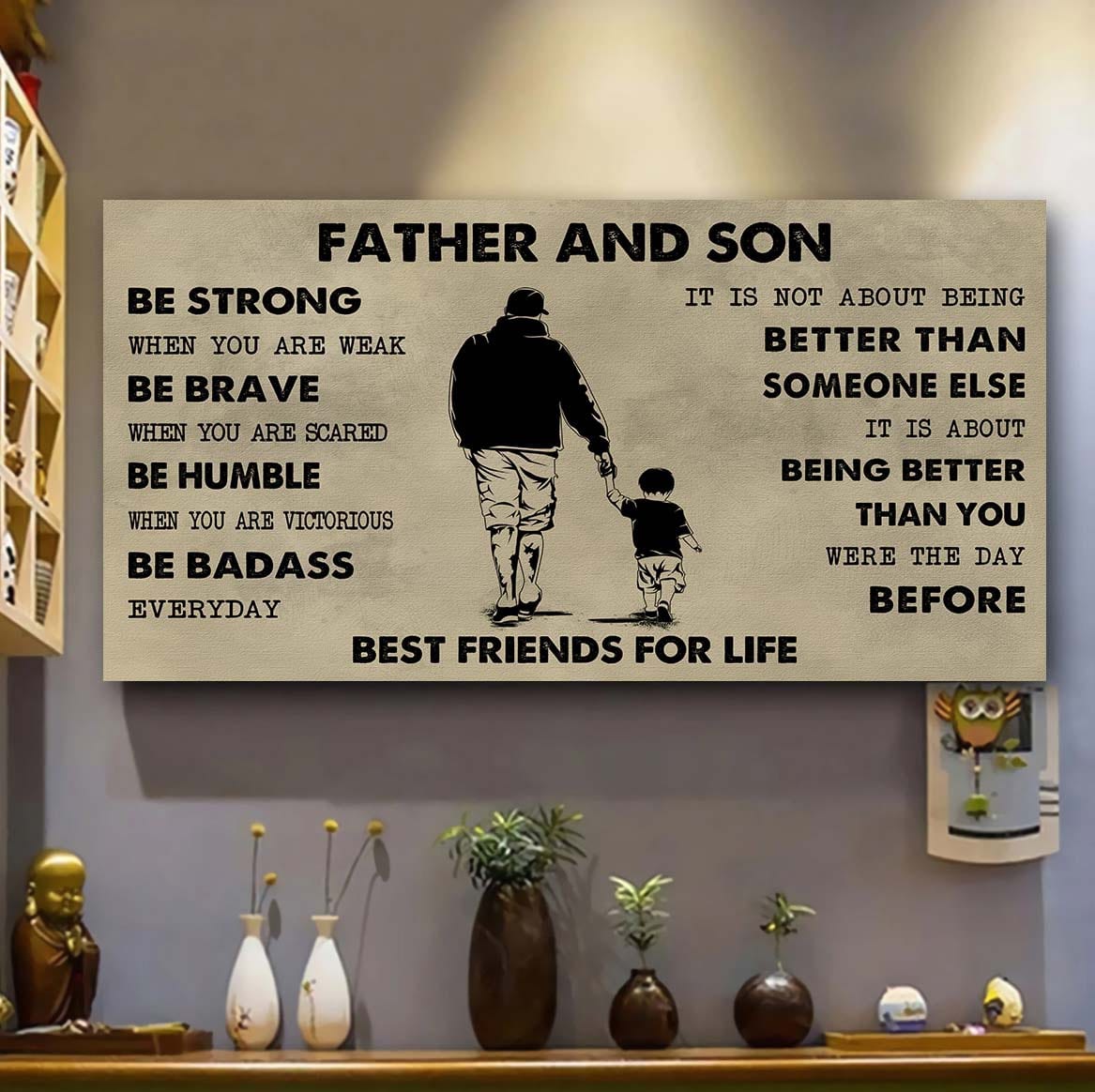 Biker Father And Daughter Best Friends For Life - Be Strong When You Are Weak Poster Canvas Gift For Daughter From Father