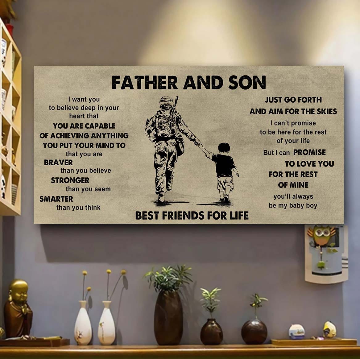 DRB GK Father And Son Best Friends For Life  - That You Are Braver Than You Believe Poster Canvas Gift For Son From Father