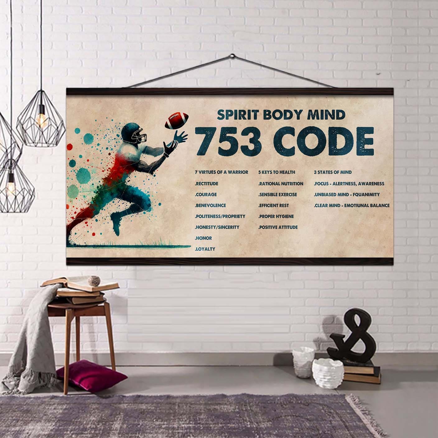 Water Color Basketball Poster Canvas 7 5 3 Code Motivation Quotes